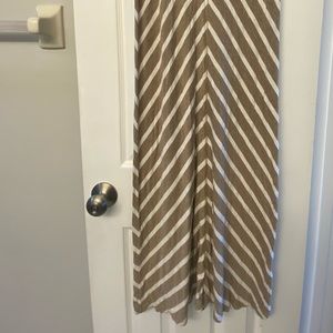 Beige and white chevron maxi skirt